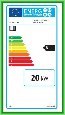 Eticheta energetica centrala termica pe lemn din elementi de fonta VIADRUS U22D 20 kW