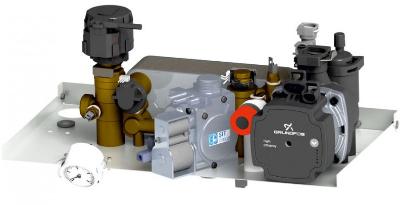 Centrala termica pe gaz in condensatie MOTAN CONDENS PLUS 100 - grup hidraulic si vana de gaz